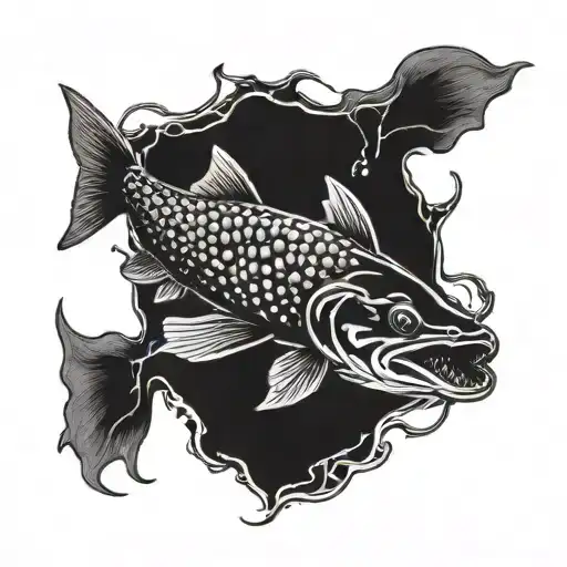 sturgeon fish swimming tattoo design idea