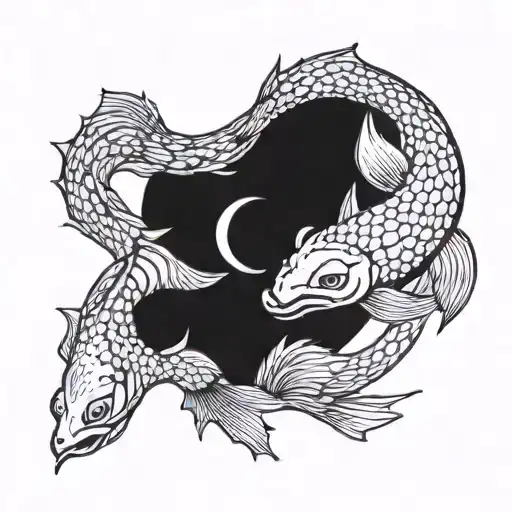 sturgeon fish yin yang tattoo design idea