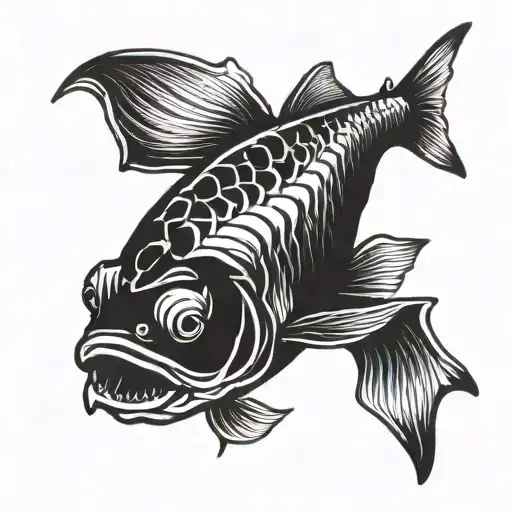 sturgeon fish swimming gracefully tattoo design idea