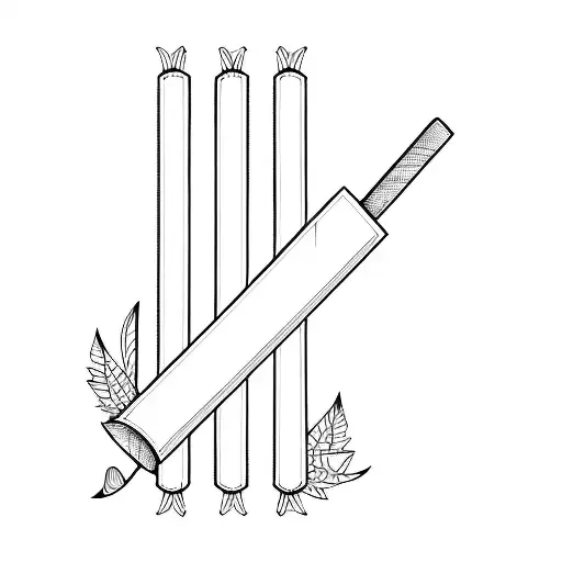 Geometric "Cricket Bat And Ball" Tattoo Idea BlackInk AI