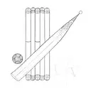 cricket bat and ball tattoo design idea