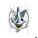 shark and skulls tattoo design idea