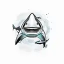 shark and skulls tattoo design idea