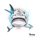 shark and skulls tattoo design idea