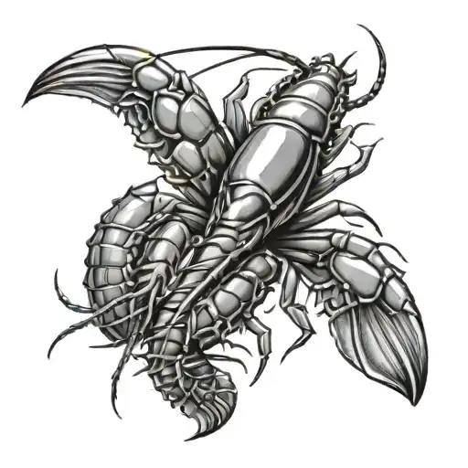 crawfish biting each other one tattoo design idea