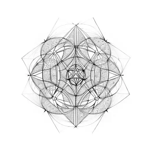 metatrons cube with fractal and intersecting lines background tattoo design idea