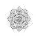 metatrons cube with fractal and intersecting lines background tattoo design idea