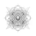 metatrons cube with fractal and intersecting lines background tattoo design idea