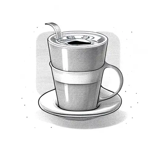 Coffee cup with a slot machine handle as the handle tattoo design idea