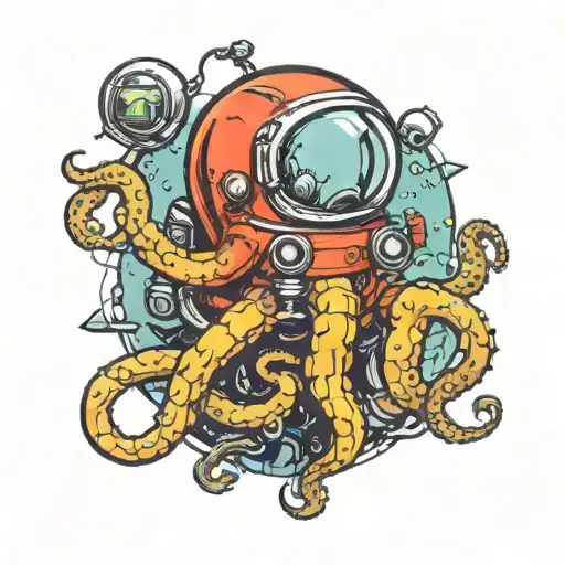 dead astronaut  tentacles tattoo design idea