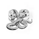 bracelet: two snakes biting each other's tails, one light and one dark. tattoo design idea