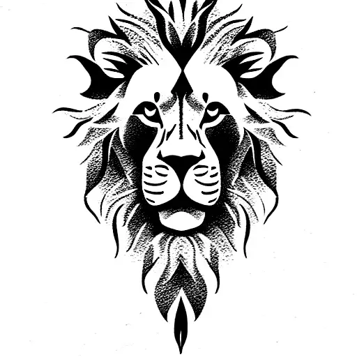 a lion with 2 baby lions tattoo design idea