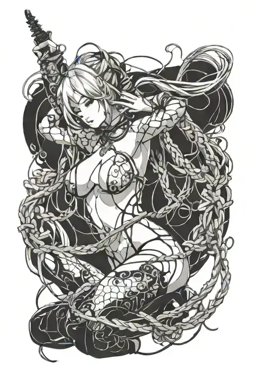 shibari anime girl nude woman tattoo design idea