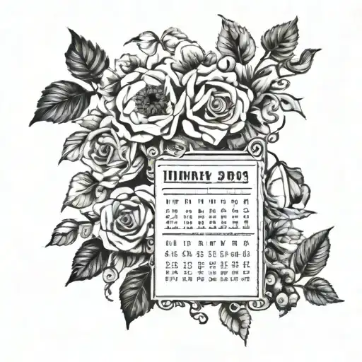 calendar representing important dates in your life (03/04/1995, 07/04/1995, 25/01/2024) tattoo design idea