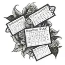 calendar representing important dates in your life (03/04/1995, 07/04/1995, 25/01/2024) tattoo design idea