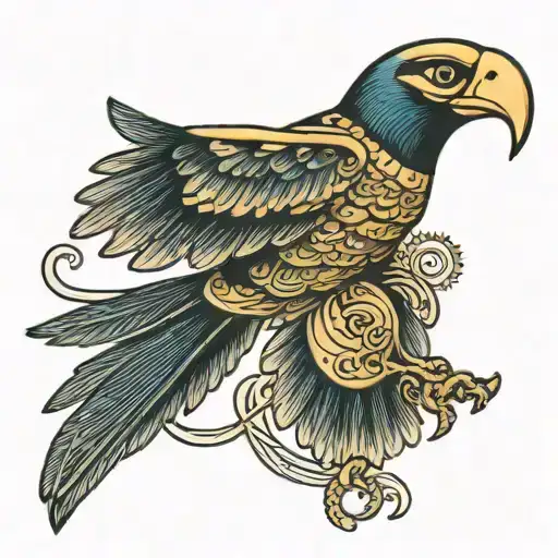 Horus bird flying tattoo design idea