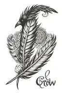 crow feather transforming tattoo design idea