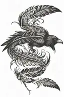 crow feather transforming tattoo design idea