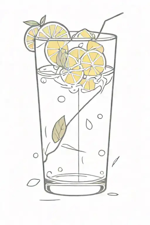 glass of gin and tonic tattoo design idea