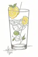 glass of gin and tonic tattoo design idea