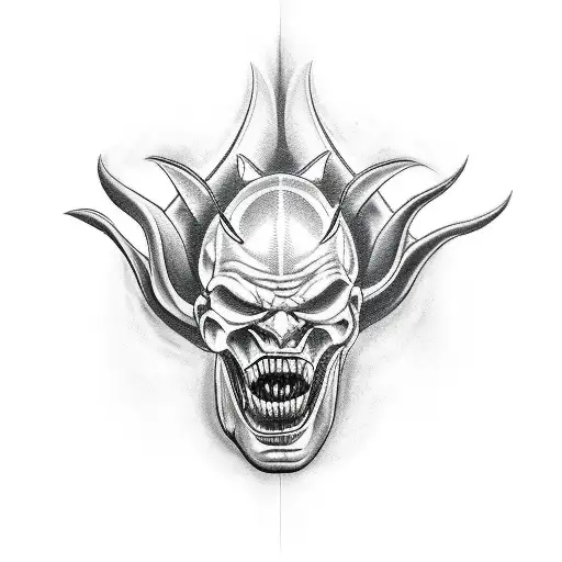 Devil in front of god tattoo design idea