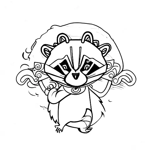 racoon with pistols tattoo design idea