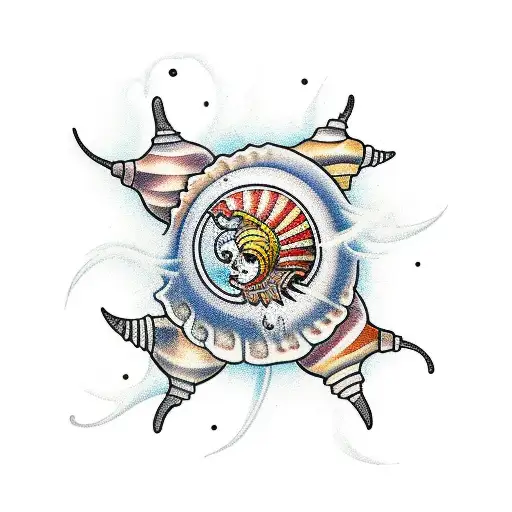 Seashells scattered on the sand tattoo design idea