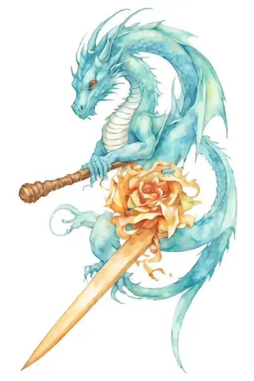 dragon wrapped around a cricket bat wrapped tattoo design idea