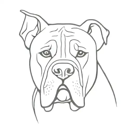 A minimalist simple geometric design of a Cane Corso Italian mastiff's head and floppy ears outline tattoo design idea