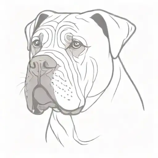 simple outline of Cane Corso floppy ears  tattoo design idea