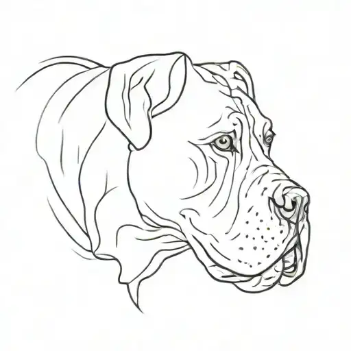 simple outline of Cane Corso floppy ears  tattoo design idea