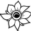 outlined flower with eye in the middle. Focus should be on the flower tattoo design idea