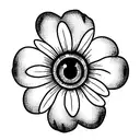 outlined flower with eye in the middle. Focus should be on the flower tattoo design idea