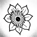 outlined flower with eye in the middle. Focus should be on the flower tattoo design idea