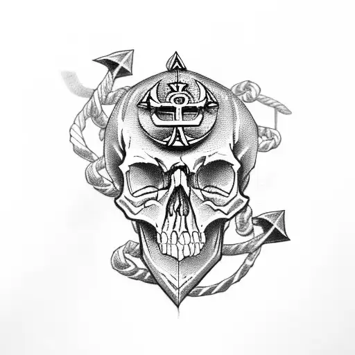 skull and anchor tattoo design idea