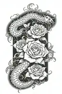 full arm sleeve, centipede with rose vines tattoo design idea