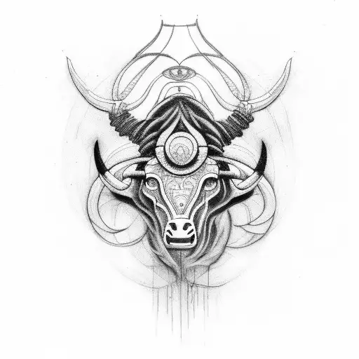 taurus inside woman black and red fine line tattoo tattoo design idea