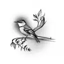 music into birds wrens tattoo design idea