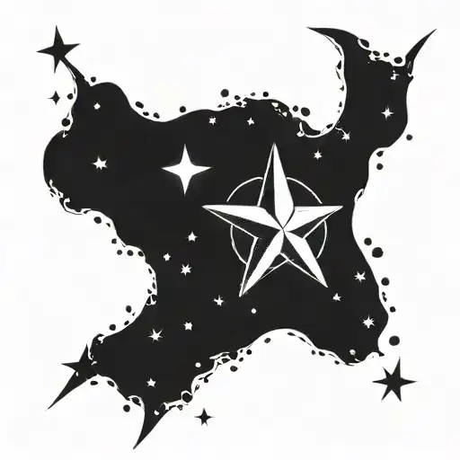Cruise Ship and Four Point Stars tattoo design idea