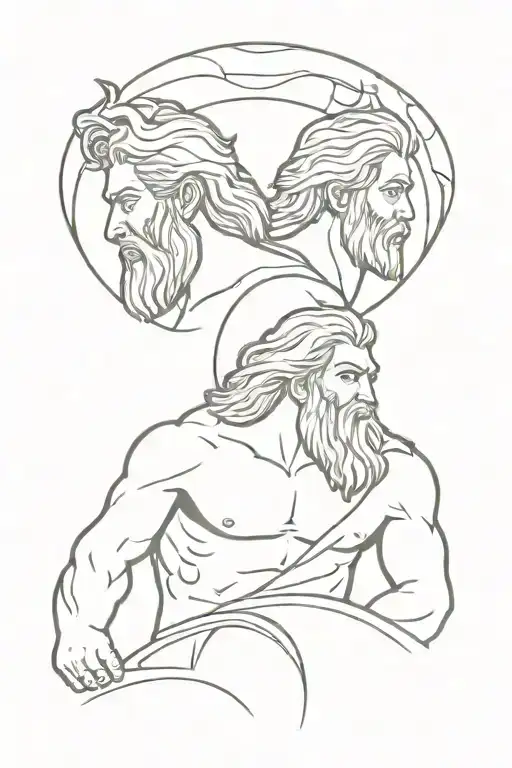 zeus y poseidon tattoo design idea