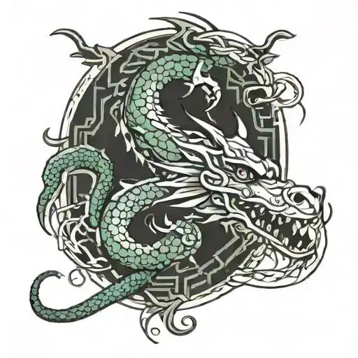 Design a Tattoo A dragon (representing your Chinese zodiac sign) wrapped around an integrated circuit (representing your Chinese zodiac sign). tattoo design idea