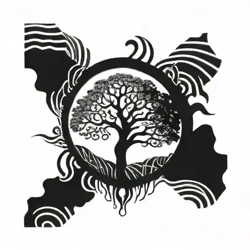 African tree growing tattoo design idea