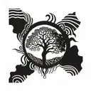 African tree growing tattoo design idea