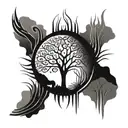 African tree growing tattoo design idea