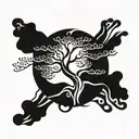 African tree growing tattoo design idea