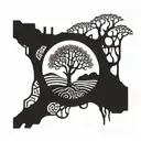 African tree growing tattoo design idea