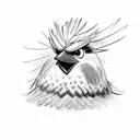Rough drawing of an angry bird with feathers spread out and eyes flared tattoo design idea