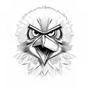 Rough drawing of an angry bird with feathers spread out and eyes flared tattoo design idea