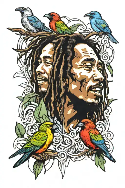 bob marley three little birds tattoo design idea