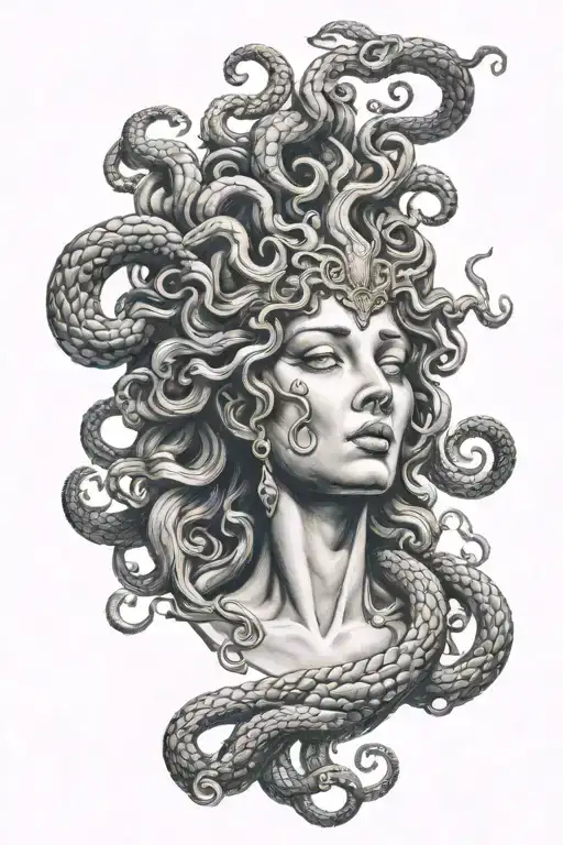smoking medusa greek mythology tattoo design idea